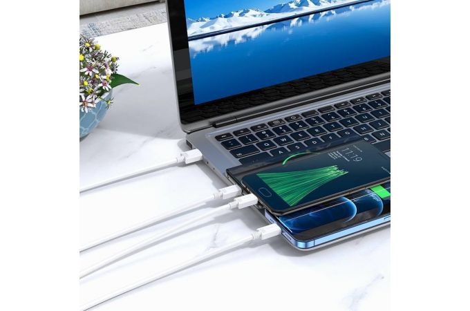 Кабель USB 3 в 1 HOCO X74 lightning/Micro/Type-C (белый) 1м