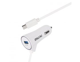 Автомобильное зарядное устройство АЗУ USB + кабель MicroUSB MUJU MJ-C07 (5B,3100mA) (белый)