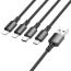 Кабель USB 4 в 1 BOROFONE BX72 Type-C/Lightning/Lightning/Micro 2.4A (черный) 1м