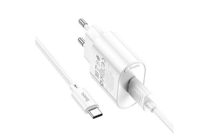 Сетевое зарядное устройство USB + кабель Type-C HOCO C109A Fighter (10.5W)  белый