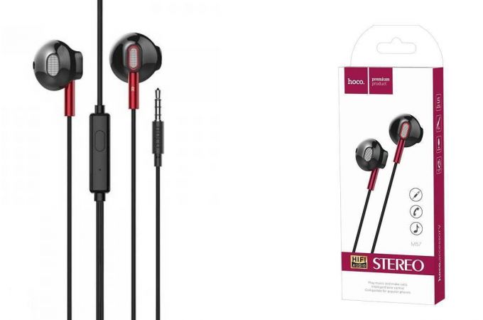 Наушники вакуумные проводные HOCO M57 Sky sound universal earphones (черный)