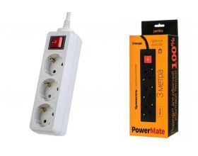 Сетевой удлинитель Perfeo без заземления "POWERLIGHT", 5,0м, 3 розетки, белый (PF-PL-3/5,0-W)