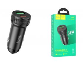 Автомобильное зарядное устройство АЗУ USB + USB-C HOCO Z49B PD38W+QC3.0 (черный)
