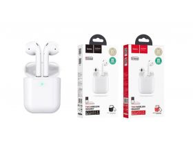 Наушники вакуумные беспроводные HOCO ES32 Original series apple wireless headset Bluetooth (белый) (Черный силиконовый чехол)