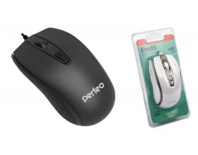 Мышь проводная оптическая Perfeo "PROFIL", 4 кн, USB (черный)