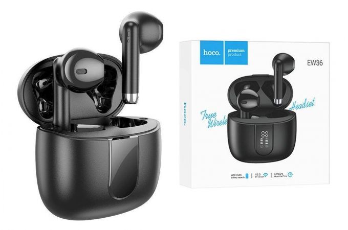 Наушники вакуумные беспроводные HOCO EW36 Delicate true wireless stereo headset Bluetooth (черный)