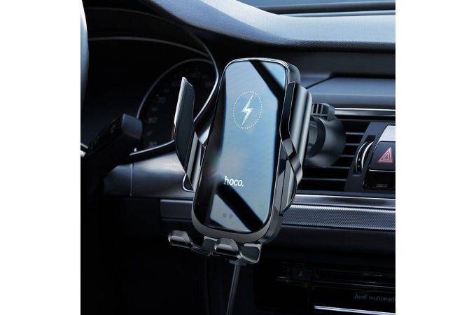 Держатель автомобильный для телефона HOCO CA202 car holder черный (с беспроводной зарядкой)