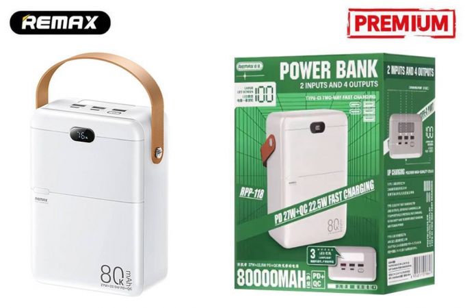 Универсальный дополнительный аккумулятор REMAX RPP-118 80 000 mAh (белый)