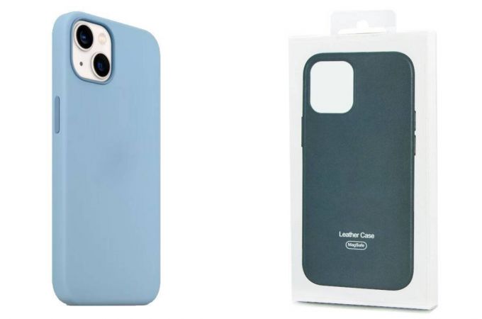 Чехол для iPhone 13 (6,1) MagSafe силиконовый с анимацией в цвет чехла на экране Blue Fog (синий туман)