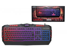 Клавиатура проводная Perfeo "LEGION" Multimedia, GAME DESIGN, подсветка 3х-цветная USB  (черный)