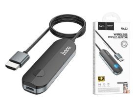 Видео видеоадаптер HOCO UA23 Черный Wi-Fi 4К/30Гц (штекер HDMI - гнездо TYPE-C) 0.5м (ABSOLUT)