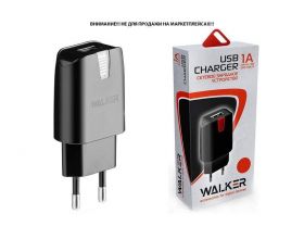 Сетевое зарядное устройство USB WALKER WH-11, 1А, 5Вт, черное