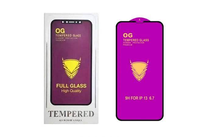 Защитное стекло для iPhone 14 ProMax (черный) OG Tempered Full Glass 9H