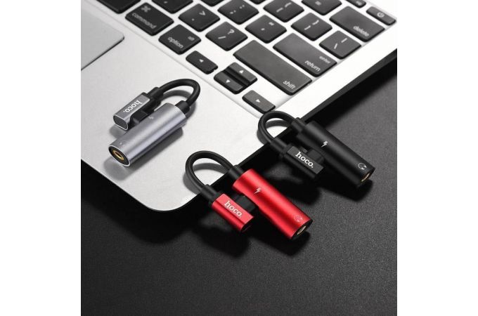 Переходник HOCO LS19 Type-C 2-in-1 Audio Converter с разъема AUX на Type-C (серый)
