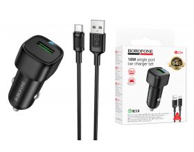 Автомобильное зарядное устройство BOROFONE BZ34 Cloud QC3.0 с одним портом (Type-C) (черный)