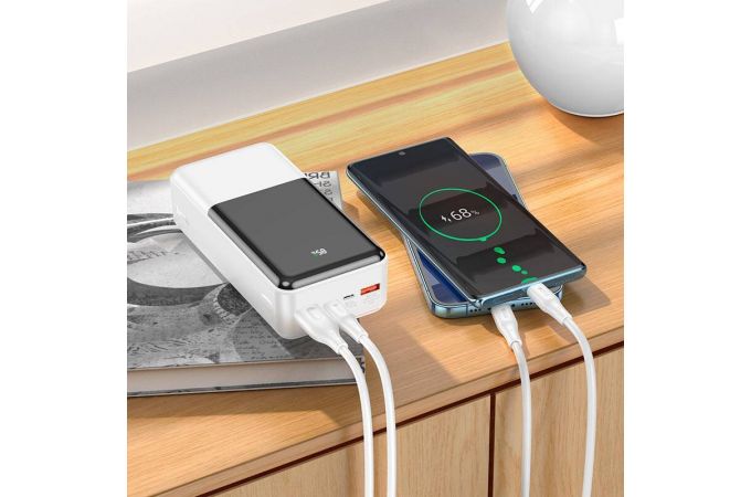 Универсальный дополнительный аккумулятор Power Bank HOCO J108B Universe 22.5W fully compatible (30000 mAh) (белый)
