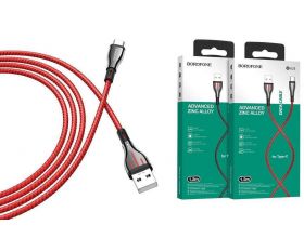 Кабель USB - USB Type-C BOROFONE BU23, 2,4A (красный) 1,2м (в оплетке)