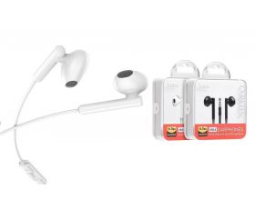 Наушники вакуумные проводные HOCO M64 Melodious wire control earphones (белый)