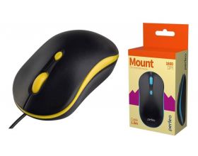 Мышь проводная Perfeo "MOUNT", 4 кн, DPI 800-1600, USB PF_A4511 (черно-желтый)