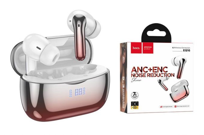 Наушники вакуумные беспроводные HOCO EQ16 Shine wireless BT headset (красная глазурь)