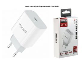 Сетевое зарядное устройство USB-C WALKER WH-39, 3А, 20Вт, быстрая зарядка PD, белое
