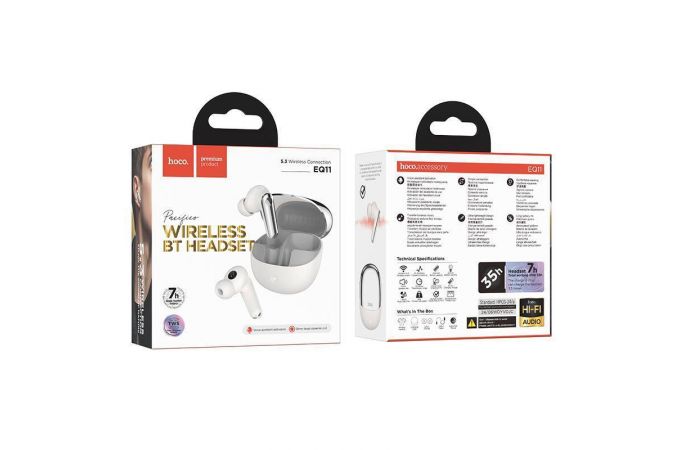 Наушники вакуумные беспроводные HOCO EQ11 Harmony true wireless BT headset (белый)